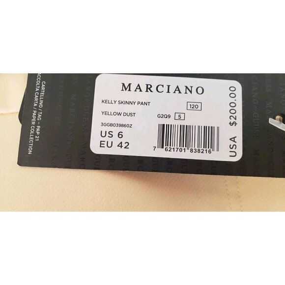 NWT MARSCIANO BY GUESS KELLY SKINNY YELLOW DUST PANT SIZE 6 - Picture 9 of 10